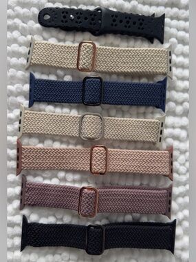 Women's Braided Stretch Smartwatch Bands 45mm — Beige, Navy, Pink, Mauve, Black
